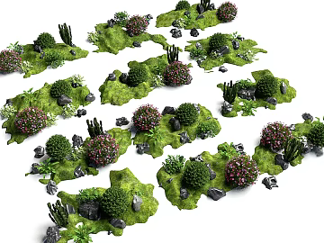 Green Moss Flower Courtyard Landscape 3d model