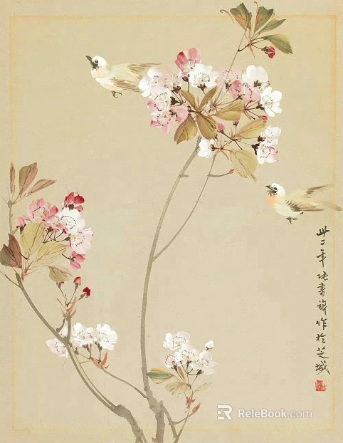 Chinese flower and bird painting texture