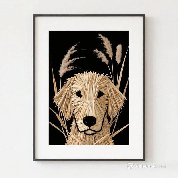 Beige Straw Art Dog Decorative Painting texture