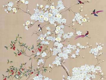 Chinese flower and bird painting texture (ID:ffach564056)