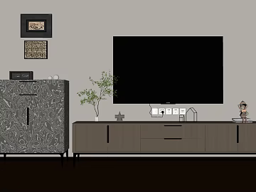 Grey Tone Wooden TV Cabinet Locker texture (ID:ffaeh139136)