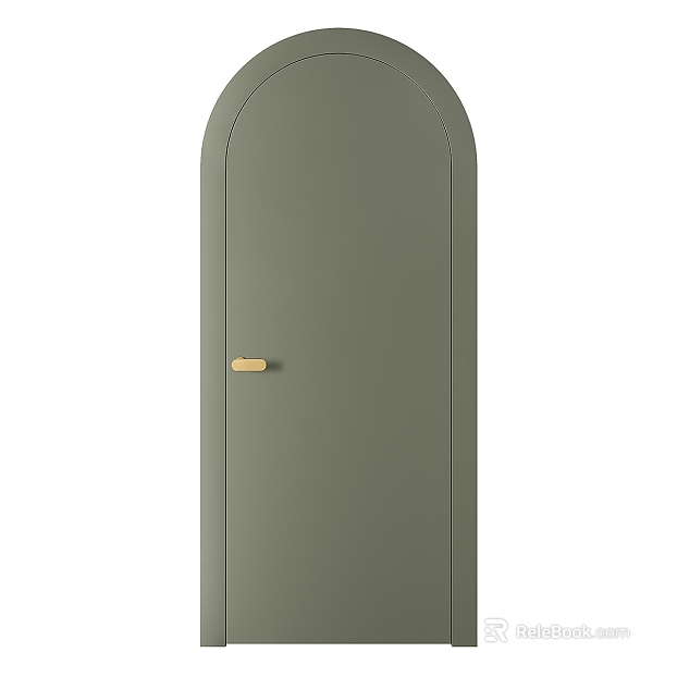 Grey-green arched interior wooden door texture