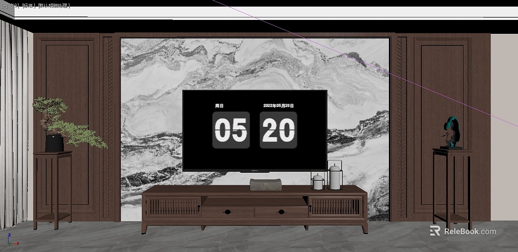 Black and white landscape marble TV background wall texture