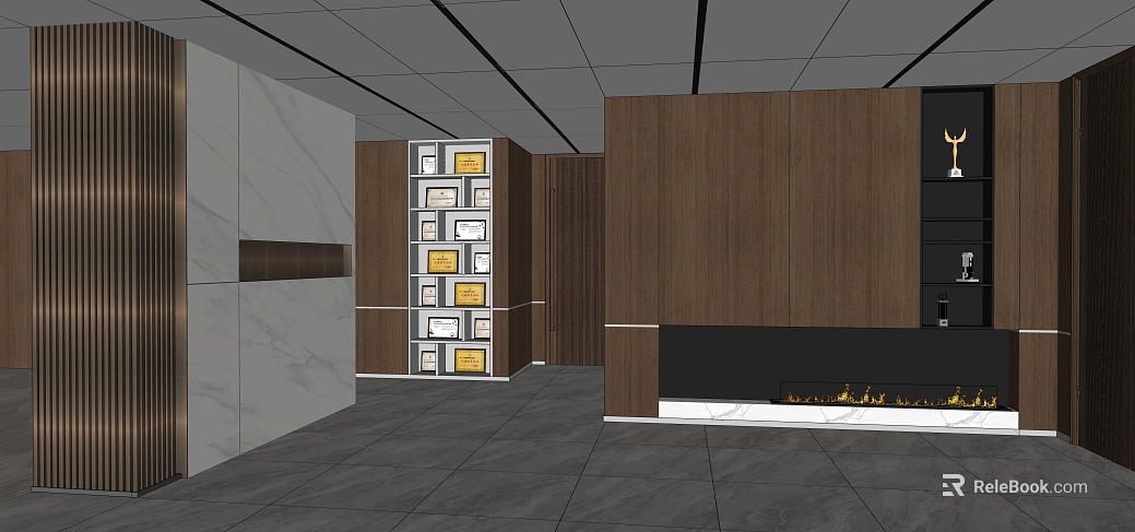 Modern dark brown wood veneer office space texture