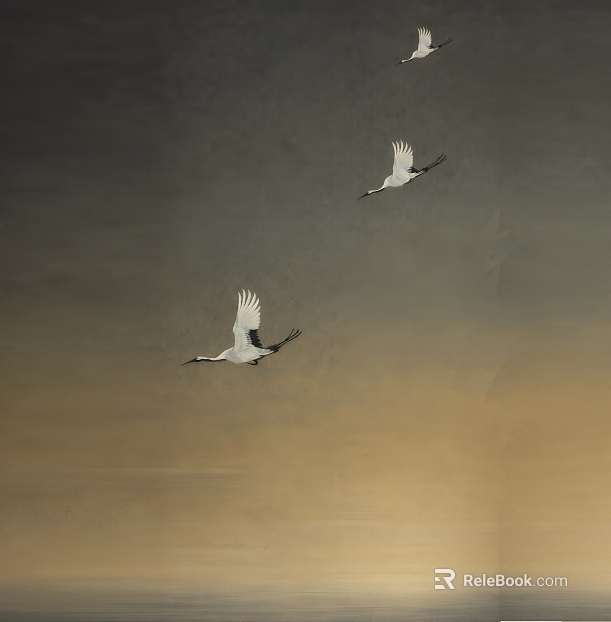 New Chinese Crane Landscape Decorative Painting texture