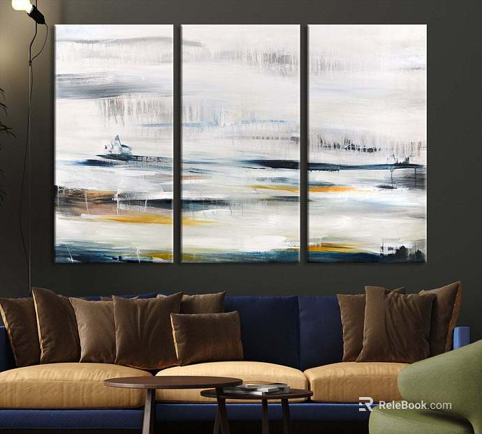 Grey and White Blues Abstract Decorative Painting Living Room Hanging Painting texture