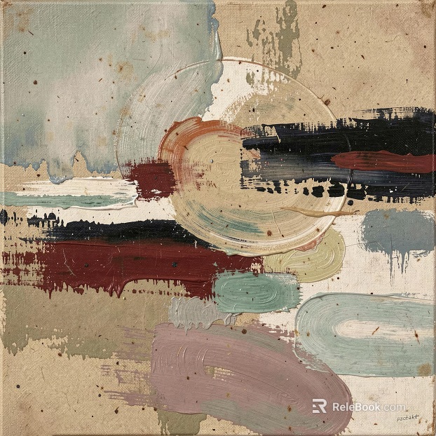 Morandi-toned abstract decorative painting, living room wall art texture