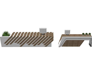 Modern Original Wood Grain Front Desk 3d model