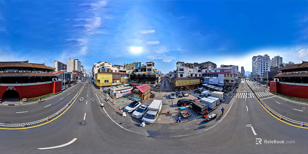 HDR City Commercial Street Panorama texture