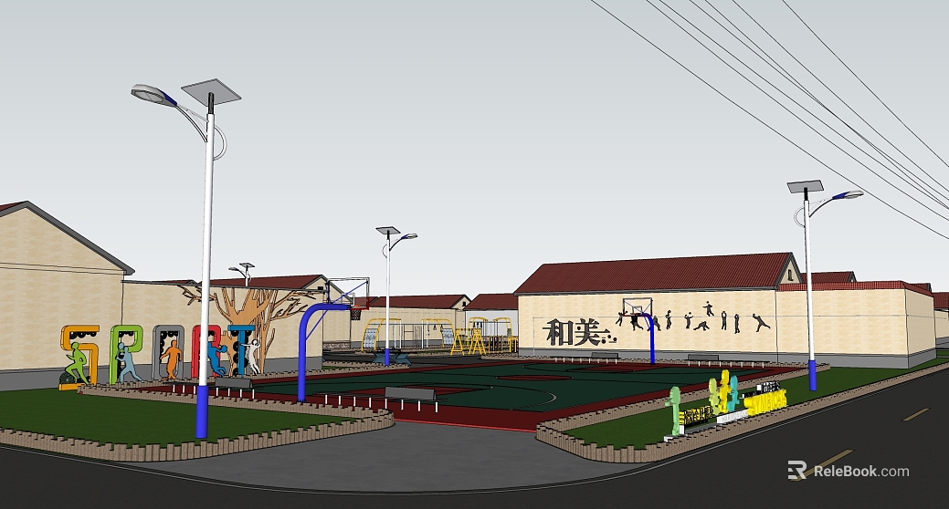 Scene diagram of village fitness square texture