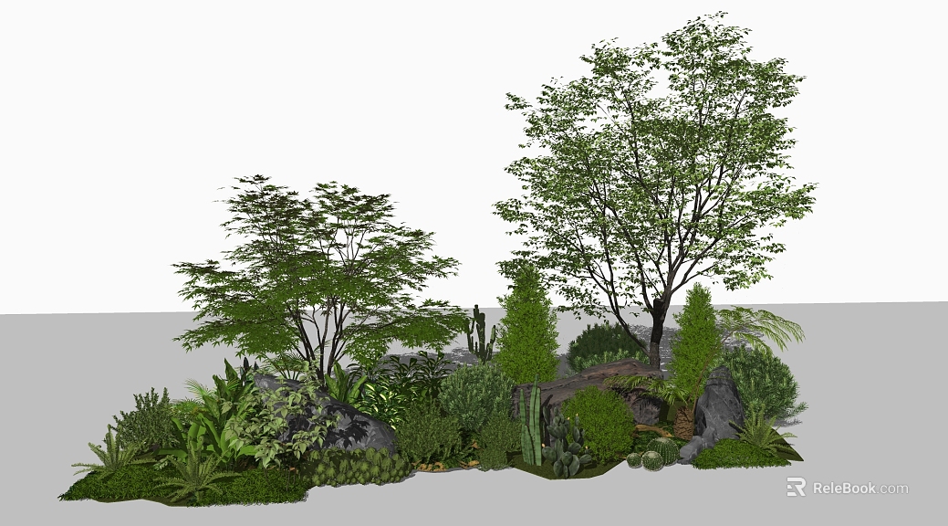 Modern green garden landscaping combination texture