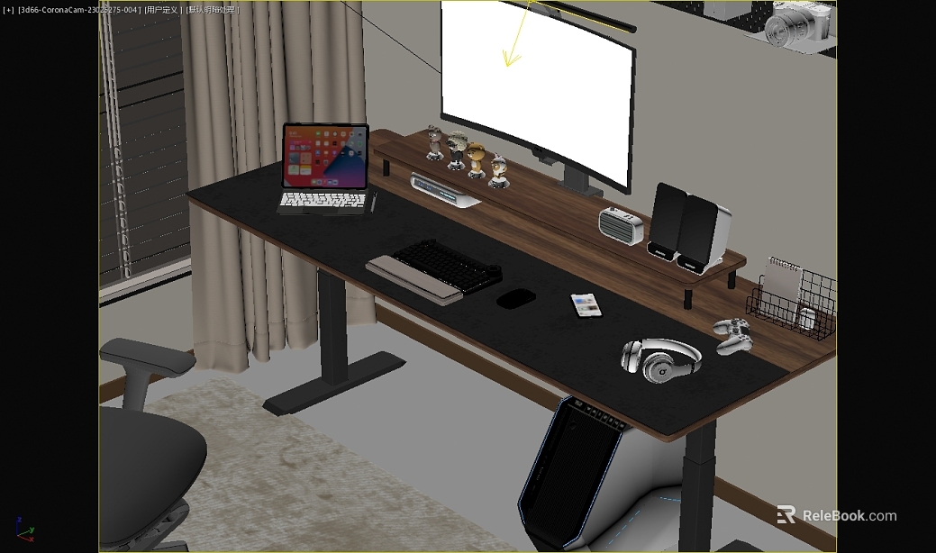 Dark Brown Walnut Modern Computer Desk texture