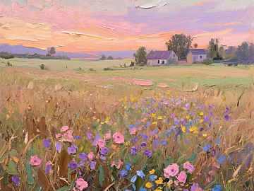 French American Oil Painting Abstract Pastoral Oil Painting French European Oil Painting Hanging Painting American Wallpaper American Pastoral Oil Painting Landscape Art Oil Painting texture (ID:ffach050623)