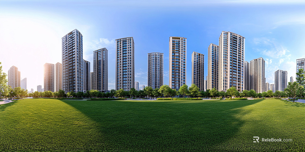 Clean Greenbelt City Panorama HDR texture