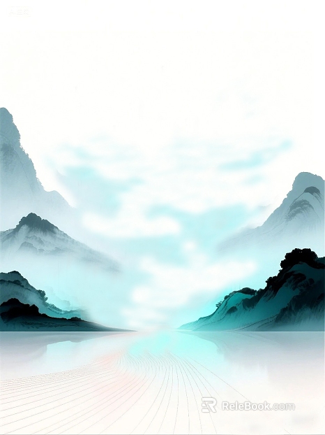 New Chinese-style blue landscape background decorative painting texture