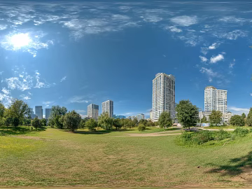 Modern Outdoor Lawn Blue Sky White Clouds HDR texture (ID:ffach638388)