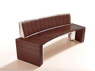 Modern Brown Leather Metal Public Bench texture (ID:ffaeh976916)