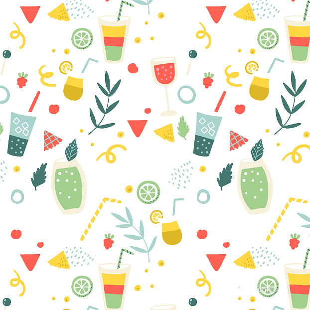 Summer Theme Pattern Summer Elements Cool Holiday Beach Items Decorative Background texture