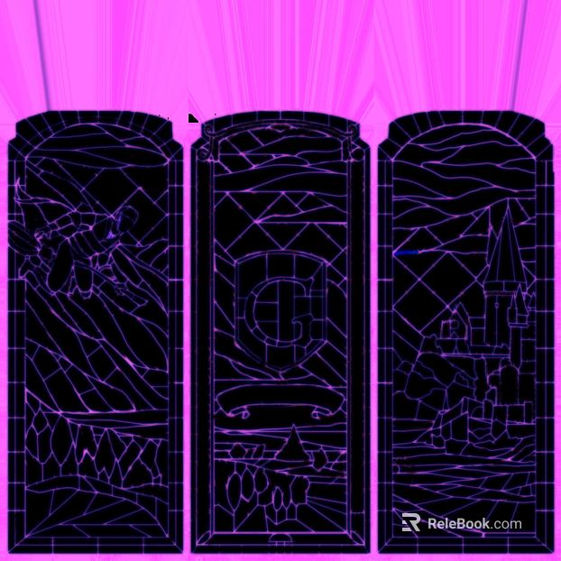 Purple Art Glass Decorative Doors and Windows texture