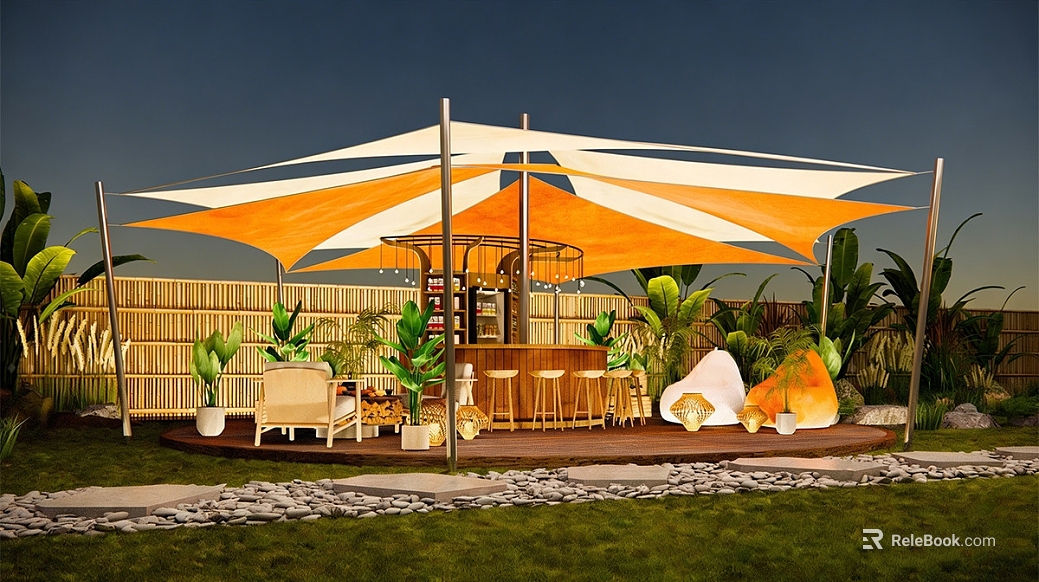 Tropical outdoor leisure bar scene texture