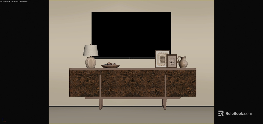 Dark Brown Tumour Wood TV Cabinet Finish texture