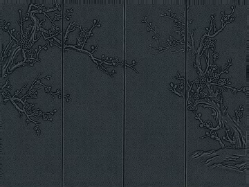 Chinese Deep Grey Plum Blossom Relief Wall Panel texture (ID:ffaeh343532)