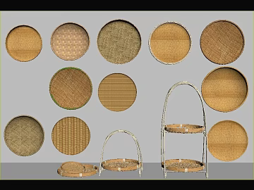 Light Brown Bamboo Woven Storage Basket 3d model