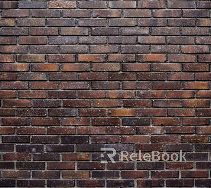 A textured brick wall in shades of red and orange, with signs of weathering and age, showcasing a rough, uneven surface and cracks between the bricks.