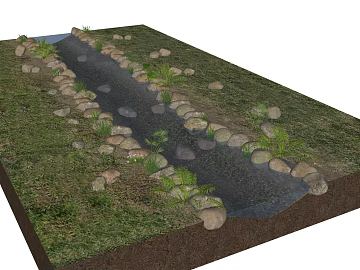 Wild Stream Landscape Courtyard Landscaping texture (ID:ffaeh609686)