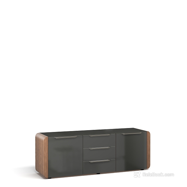 Modern Style Walnut Gray Panel TV Cabinet texture