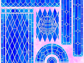 Blue church wind art glass door and window decoration texture (ID:ffaeh240196)