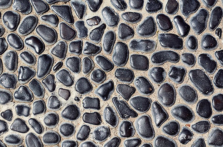 Black cobblestone ground texture