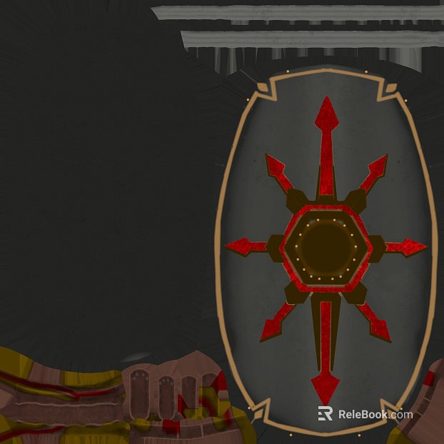 Red gold print shield game decoration texture