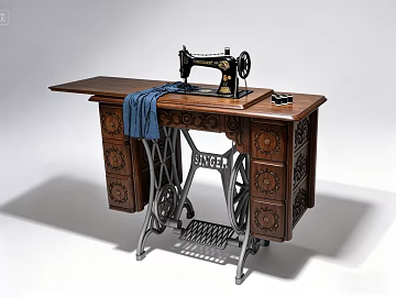 Vintage dark brown solid wood sewing workbench texture (ID:ffaeh439416)
