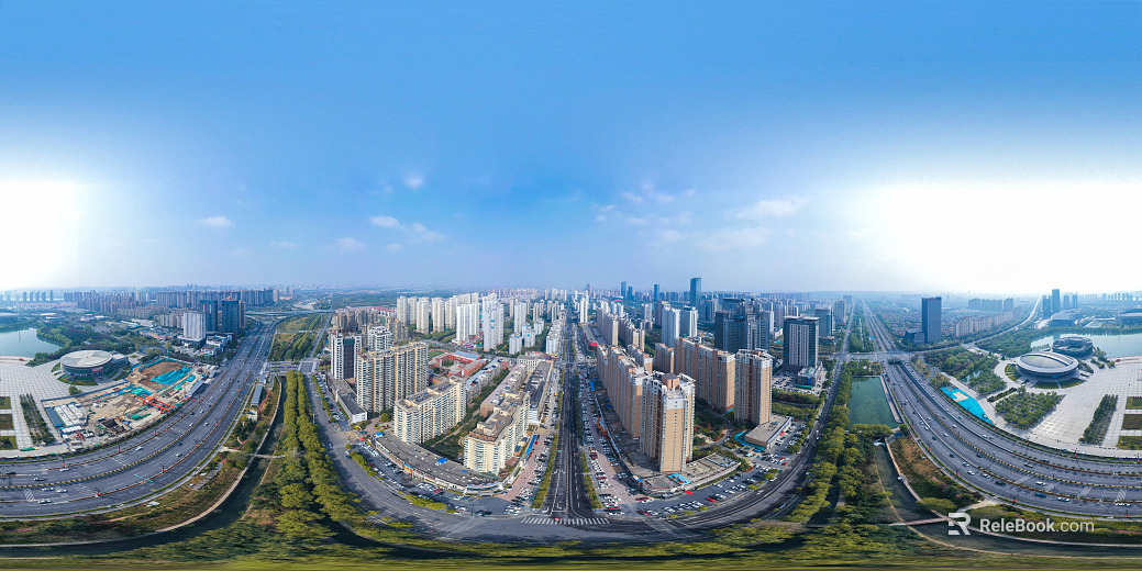 HDR city building bird's eye view panorama texture