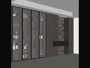 Dark Brown Wood Grain Wine Cabinet Wall Panel texture (ID:ffaeh487436)