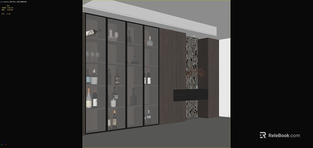 Dark Brown Wood Grain Wine Cabinet Wall Panel texture