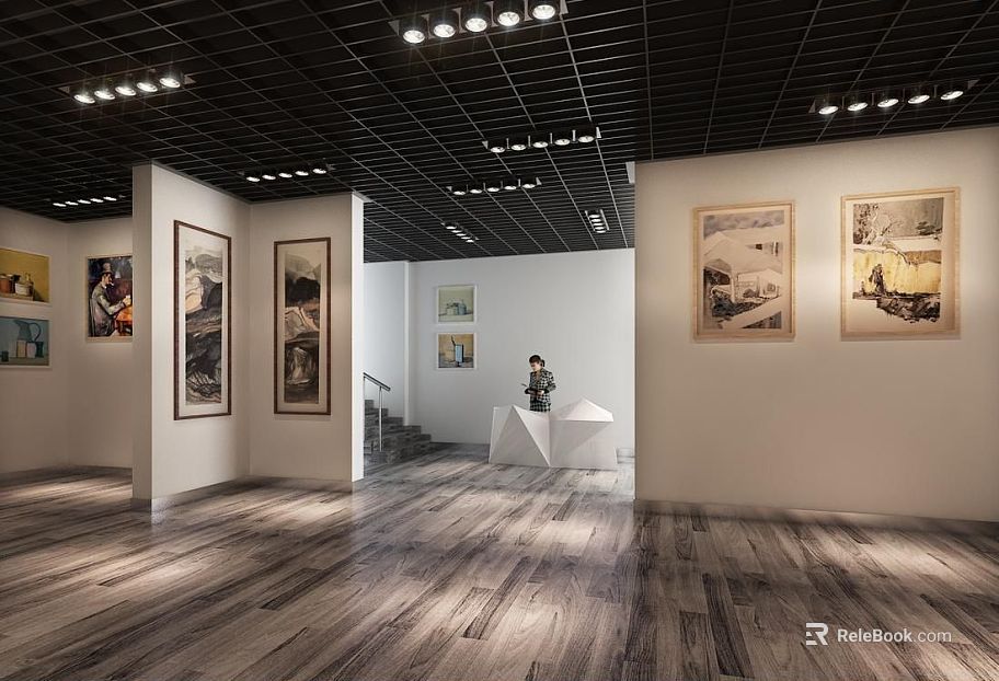 Grey Matte Wood Floor Exhibition Hall Ground texture
