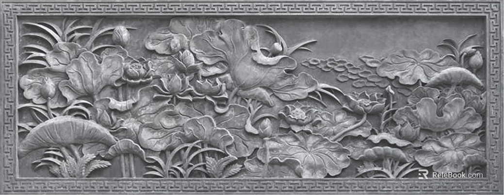 relief lotus black and white texture