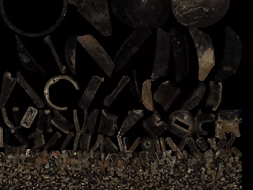 Dark brown dilapidated metal components texture (ID:ffaeh057289)