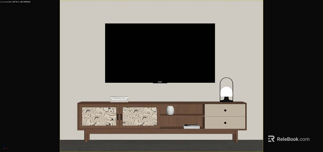 Modern Deep Walnut TV Cabinet texture