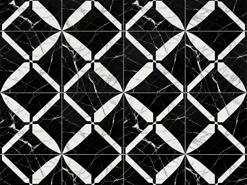 Modern Simple Antique Black and White Stone Parquet Plaid Geometric Pattern Water Knife Cut Parquet Floor Tile Light Luxury Black and White Parquet Marble texture (ID:ffaeh023877)