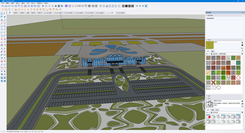 Modern style station building renderings texture