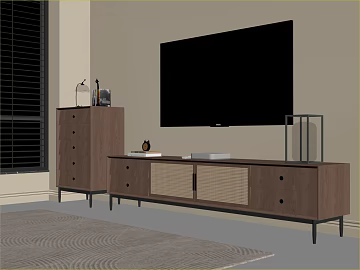 Light Walnut TV Cabinet Combination Living Room texture (ID:ffaeh224664)