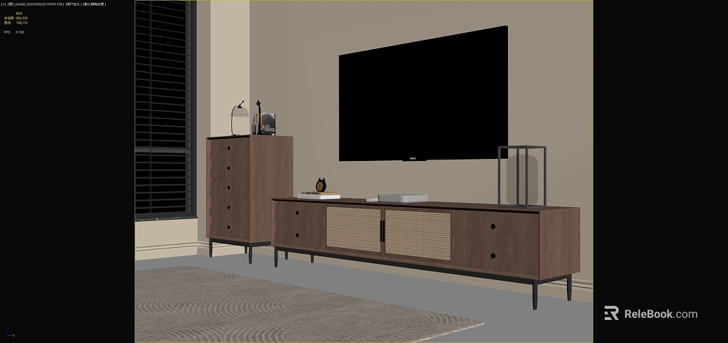 Light Walnut TV Cabinet Combination Living Room texture