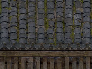 Retro green gray tile Chinese style building exterior wall texture (ID:ffaeh757879)