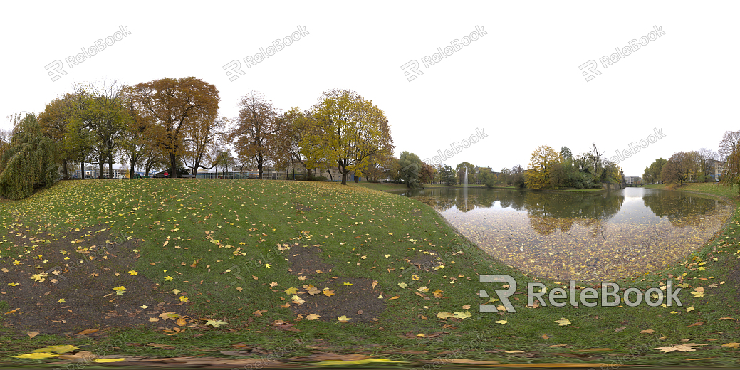 A serene park scene with lush green trees, well-manicured lawns, and a tranquil lake reflecting the clear blue sky, inviting peaceful walks and quiet contemplation. Unfortunately, the image link provided cannot be accessed directly by me. The description is based on the typical elements of a park.