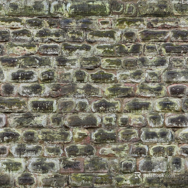 Green Grey Moss Old Brick Wall Exterior Wall texture