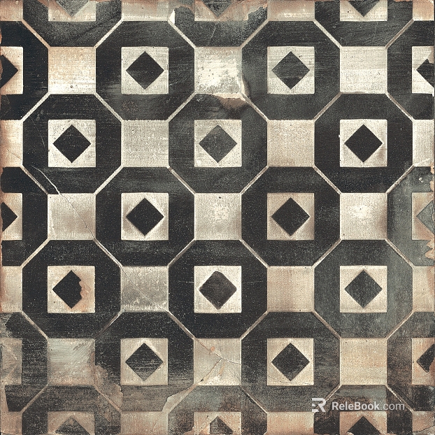 Retro black and white tile floor paving texture