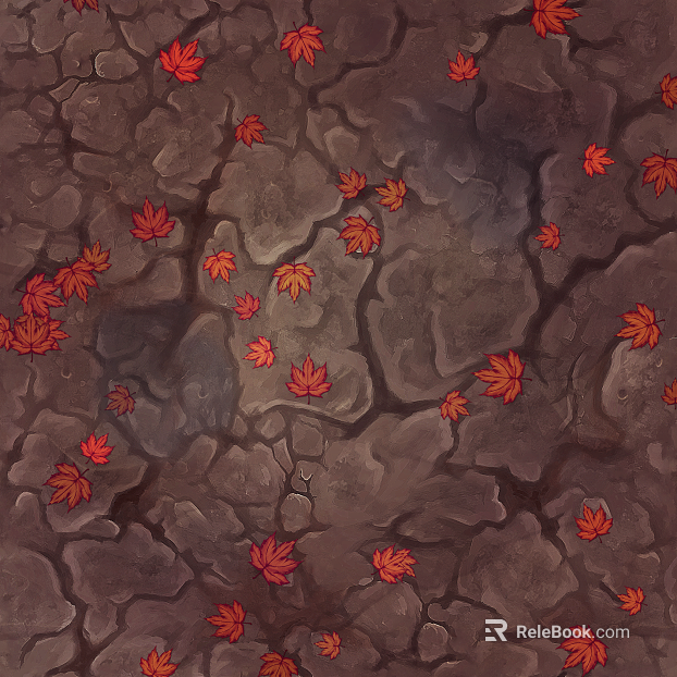 Red Maple Decoration for Deep Grey Stone Paving texture